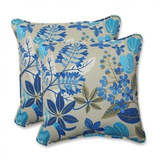 Pillow Perfect Set of 2 Outdoor 18.5" Throw Pillows   Fancy A Floral Lagoon   7529447