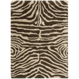 Shag Plush Brown and Ivory Zebra Print Area Rug (5 x 72)