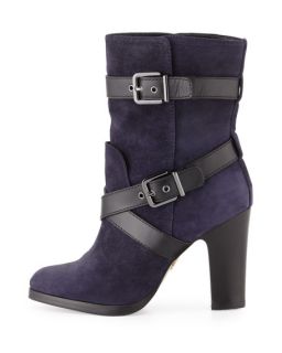 Pour la Victoire Roslin Buckle Wrap Suede Boot, Navy/Black