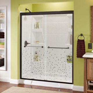 Delta Mandara 59 3/8 in. x 70 in. Semi Frameless Sliding Shower Door in Oil Rubbed Bronze with Mozaic Glass 158877