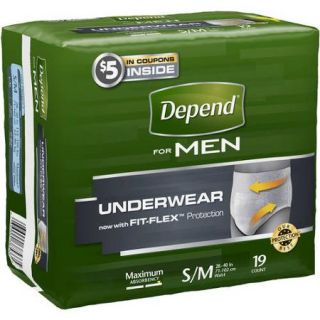 Depend Incontinence Underwear for Men, Maximum Absorbency, S/M (Choose Your Count)