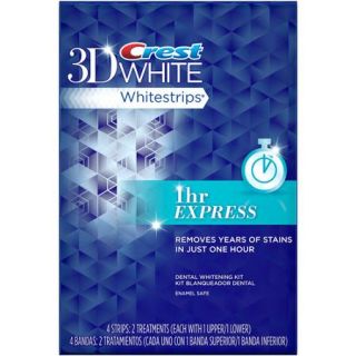 Crest 3D Whitestrips Dental Whitening 2 Hours Express, Enamel Safe   4 Ea