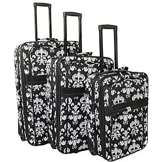 World Traveler Damask ll 3 Piece Expandable Upright Luggage Set
