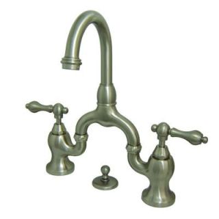 Kingston Brass 8 in. Widespread 2 Handle High Arc Bridge Bathroom Faucet in Satin Nickel HKS7998AL