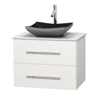 Wyndham Collection Centra 30 in. Vanity in White with Solid Surface Vanity Top in White and Black Granite Sink WCVW00930SWHWSGS1MXX