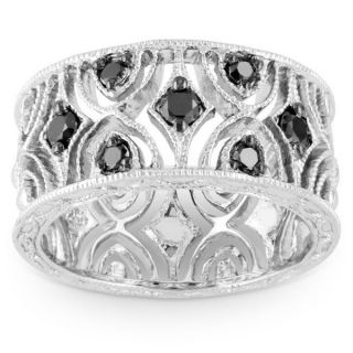 Haylee Jewels Sterling Silver 1/3ct TDW Black Diamond Ring  