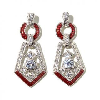 Xavier 1.71ct Absolute™ and Red Enamel Deco Sterling Silver Earrings   7825446