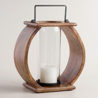 Large Round Wood Lantern