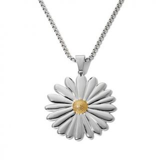 Stately Steel 2 Tone "Daisy" Stainless Steel Pendant with 16" Chain   7779703