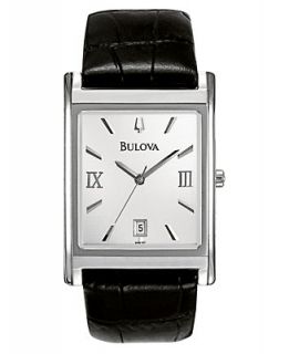 Bulova Mens Black Leather Strap Watch 45mm 96B107   Watches   Jewelry