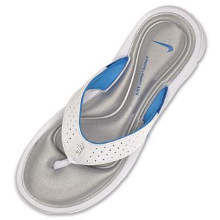 Womens Nike Comfort Thong Sandals  White/Silver/Blue