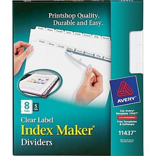 Avery Index Maker Clear Label Tab Dividers, 8 Tab, White, 5 Sets/Pack
