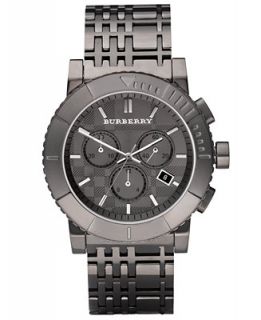 Burberry Watch, Mens Chronograph Gray Ion Plated Stainless Steel
