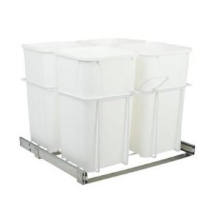 Knape & Vogt 23.375 in. x 22 in. x 19 in. 27 Qt. In Cabinet Four Bin Soft Close Bottom Mount Pull Out Trash Can SCB24 4 27WH