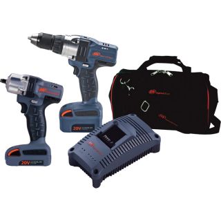 Ingersoll Rand IQV20 Cordless 3/8in. Impactool & 1/2in. Drill-Driver Combo Kit — With 2 Batteries, Model# IQV20-2022  Cordless Power Tool Kits