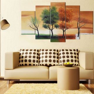 Design Art Four Seasons Nature Tree Painting 60x32 inche 5 piece Art