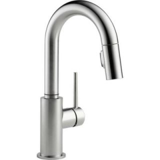 Delta Trinsic Single Handle Pull Down Sprayer Bar Faucet in Arctic Stainless 9959 AR DST