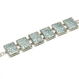 Noa Zuman Jewelry Designs Rectangular Roman Glass 8" Sterling Silver Bracelet   7554406