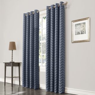 allen + roth Taventry 95 in Blue Polyester Grommet Room Darkening Single Curtain Panel