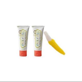 Jack N' Jill Natural Toothpaste, 50g (Set of 2) with Banana Toddler Toothbrush, Strawberry