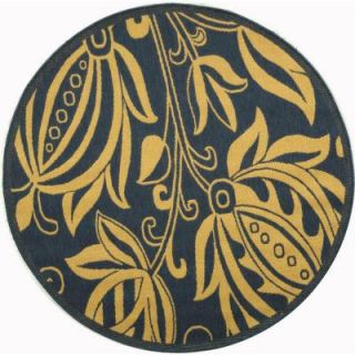 Safavieh Courtyard Blue/Natural 5 ft. 3 in. x 5 ft. 3 in. Round Indoor/Outdoor Area Rug CY2961 3103 5R