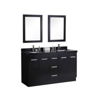 Design Element Cosmo Arcadia 60 in. W x 22 in. D Vanity in Espresso with Galaxy Granite Vanity Top in Black DEC305