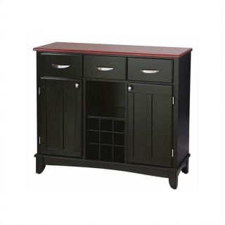 Home Styles Furniture 3 Drawer Large Wood Top Buffet Server in Black   5100 0042
