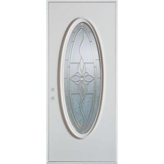 Stanley Doors 36 in. x 80 in. Traditional Zinc Oval Lite Prefinished White Right Hand Inswing Steel Prehung Front Door 1300P3 P 36 R Z