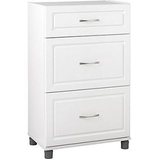 System Build MDF/Particle Board 3 Drawer Storage Cabinet, 23.7, White Aquaseal (7368401PCOM)