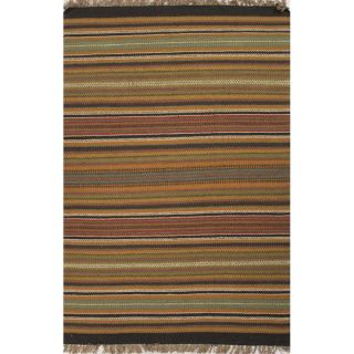 Flat Weave Stripe Pattern Red/ Green Jute/ Chinille Area Rug (3 x 5