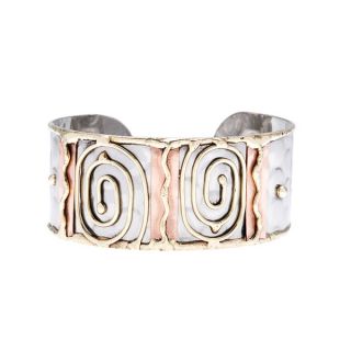 Handmade Stainless Steel Tri tone Abstract Fashion Cuff Bracelet