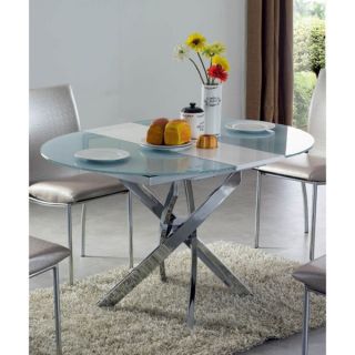 Luca Home Dining Table Clear/Metal Extendable   Shopping