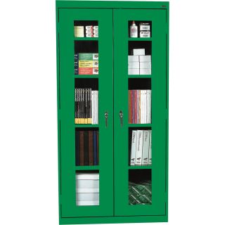 Sandusky Lee Welded Steel Storage Cabinet — Clear View, 36in.W x 18in.D x 72in.H, Green, Model# CA4V361872-A8