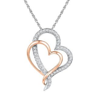 CT. T.W. Round Diamond Prong Set Double Heart Pendant in Sterling
