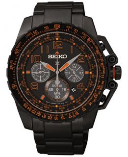 Seiko Mens Chronograph Solar Black Tone Stainless Steel Bracelet