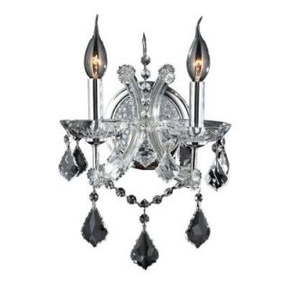 Worldwide Lighting Lyre 2 Light Chrome Sconce with Clear Crystal W23116C10 CL