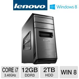 Lenovo Ideacentre K450 Desktop PC   4th Gen. Intel Core i7 4770 3.40GHz, 12GB DDR3, 2TB HDD, DVDRW, 2GB NVIDIA GeForce GTX 650, Windows 8 64 bit,    57315521
