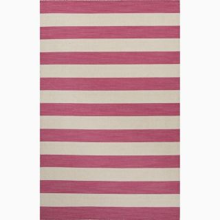 Handmade Stripe Pattern Gray/ Ivory Wool Rug (10 x 14)