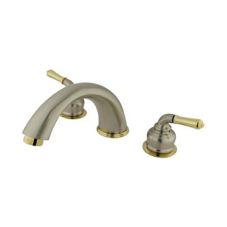 Elements of Design Magellan Polished Brass/Satin Nickel 2 Handle Adjustable Deck Mount Bathtub Faucet