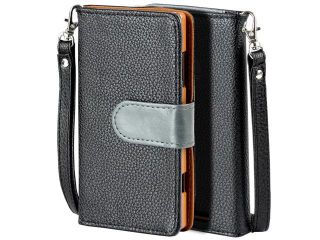 SOJITEK Nokia Lumia 830 Leather Book Style Folio Stand Wallet Flip Cover Black Case w/ Stand