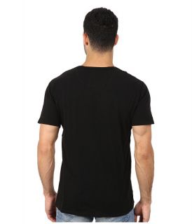 7 For All Mankind Short Sleeve Raw V Neck Black