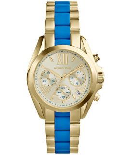 Michael Kors Womens Chronograph Mini Bradshaw Blue and Gold Tone