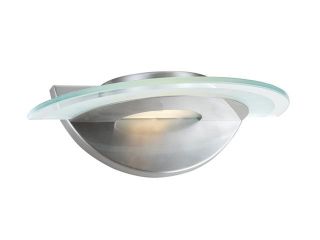Access Lighting Helius Wall Sconce   1 Light Brushed Steel Finish w/ Clear / Center Frosted Ring Glass