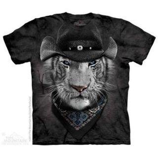 The Mountain Black 100% Cotton Cowboy White Tiger T Shirt (Size XX Large) NEW