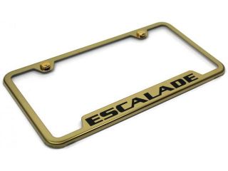 Cadillac Escalade License Plate Frame Laser Etched Stainless Steel 4 Notch Bright Mirror Gold GF.ESA.EG