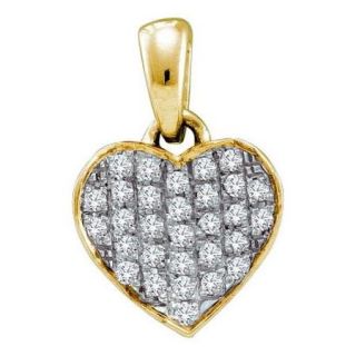 10K Yellow Gold 0.10ctw Fancy Shiny Fashion Pave Diamond Ladies Heart Pendant