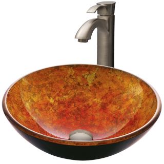 VIGO 6 in D Livorno Glass Round Vessel Sink with Faucet