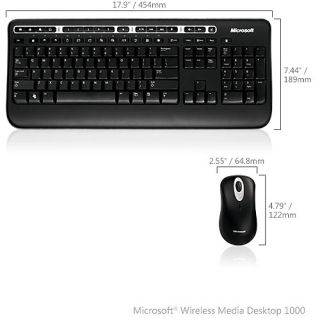 Microsoft ZHA 00001 Wireless Media Desktop 1000 Keyboard and Mouse   Black/Silver