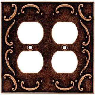 Liberty French Lace 2 Gang Duplex Wall Plate   Sponged Copper 64258