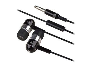 Insten 3.5mm In Ear Stereo Headset w/ On off & Mic Compatible with Blackberry Z10, Black / Chrome Silver